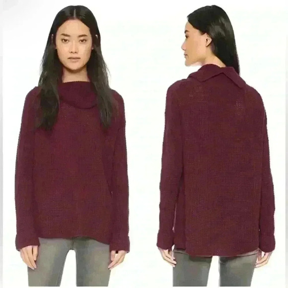 FREE PEOPLE Sidewinder Wool Pullover Berry Size Large NWT - Picture 1 of 6